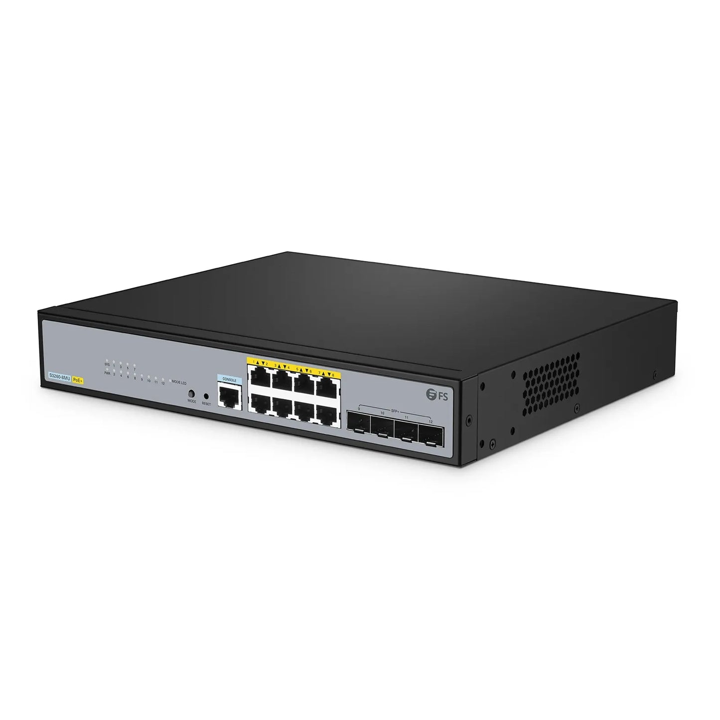 S3260-8MU, 8-Port Ethernet L2+ PoE++ Switch, 8 x 2.5GBASE-T/Multi-Gigabit, with 4 x 10Gb SFP+ Uplinks