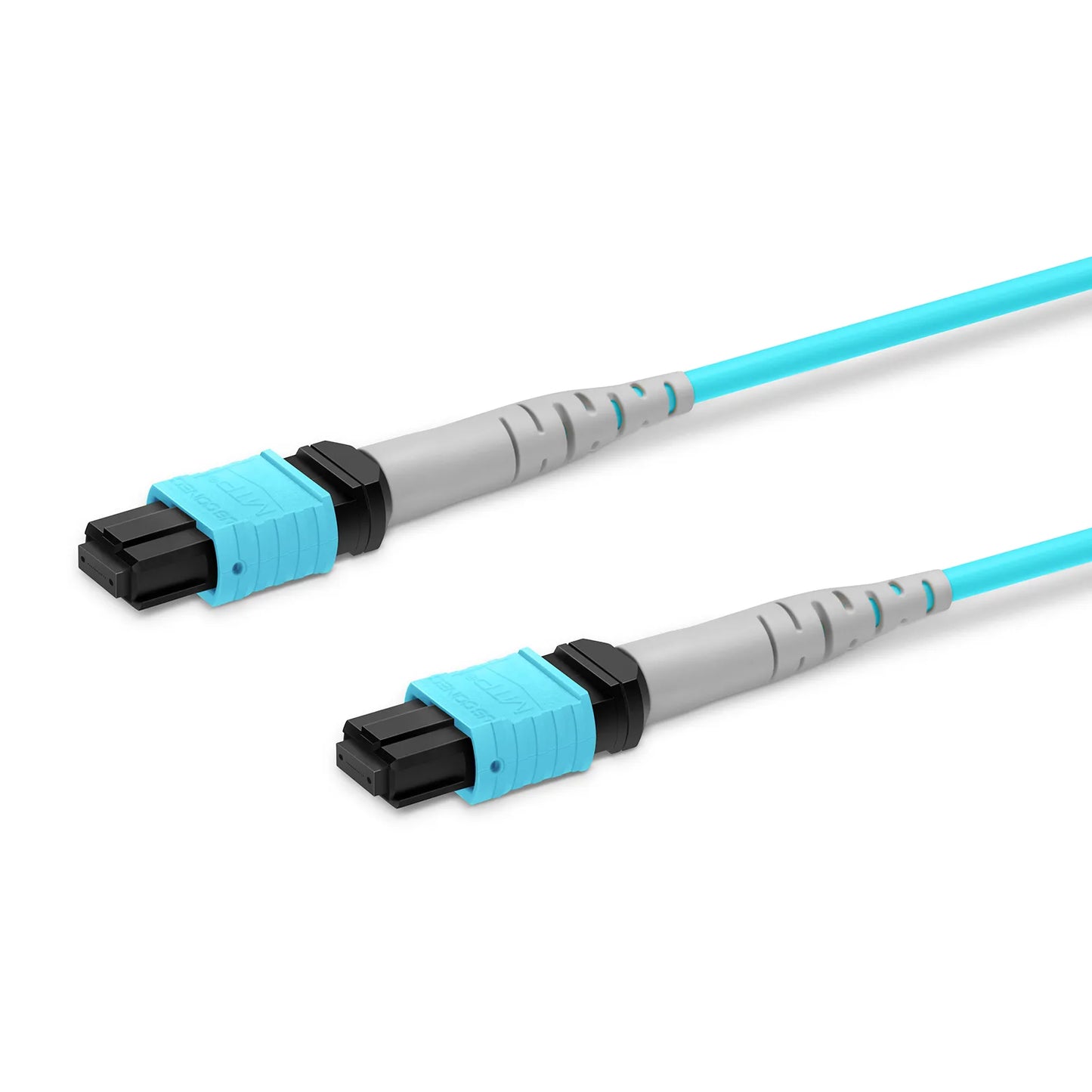 5m (16ft) MTP® Jumper, MTP®-8 UPC (Female) to MTP®-8 UPC (Female), 8 Fibers, Multimode (OM3), Plenum (OFNP), 0.35dB Max, Type B, Aqua