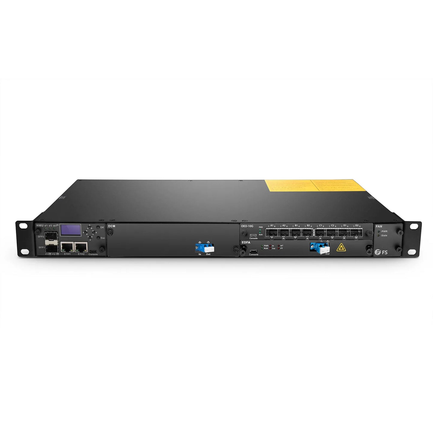 FMT04-CH1U, 4 Slots 1U Managed Chassis Unloaded Platform, Redundant AC PSUs, Support SNMP Network Management