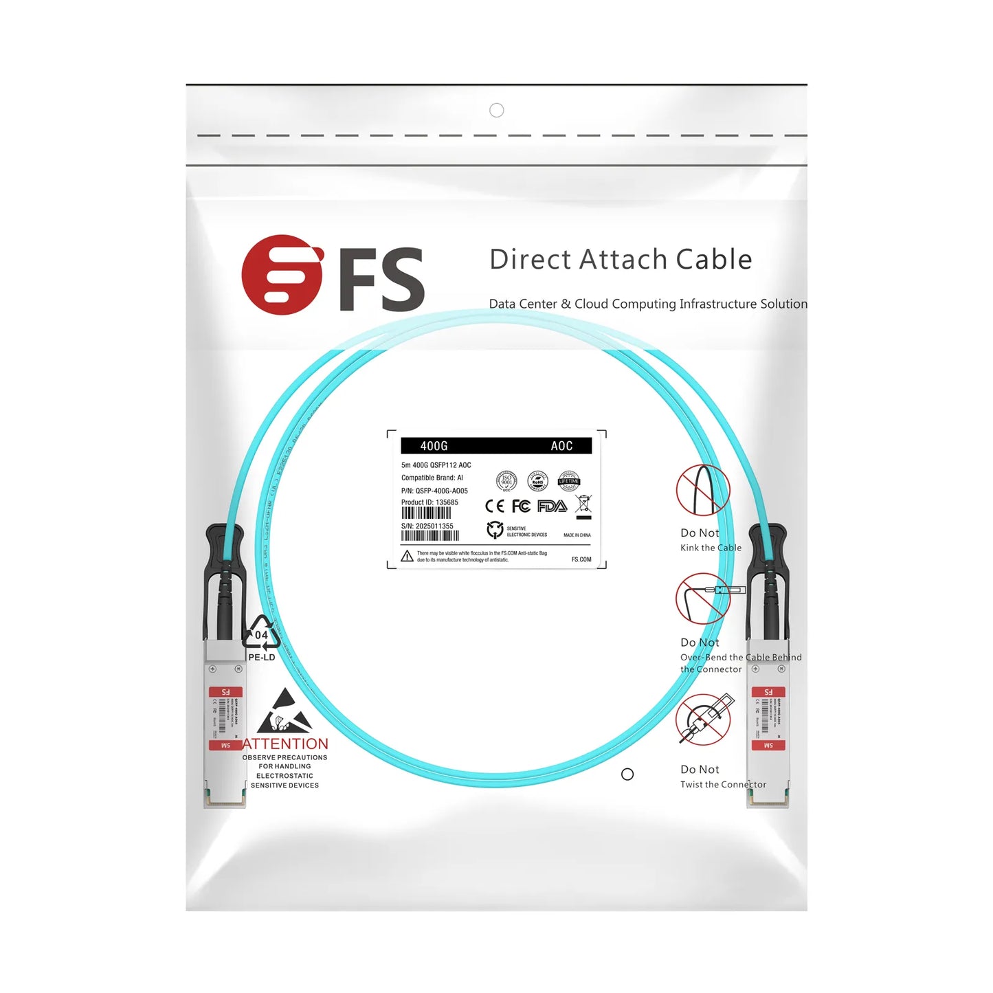 5m (16ft) NVIDIA/Mellanox Compatible 400G QSFP112 4 x 100G PAM4 InfiniBand NDR Active Optical Cable for ConnectX-7 HCA