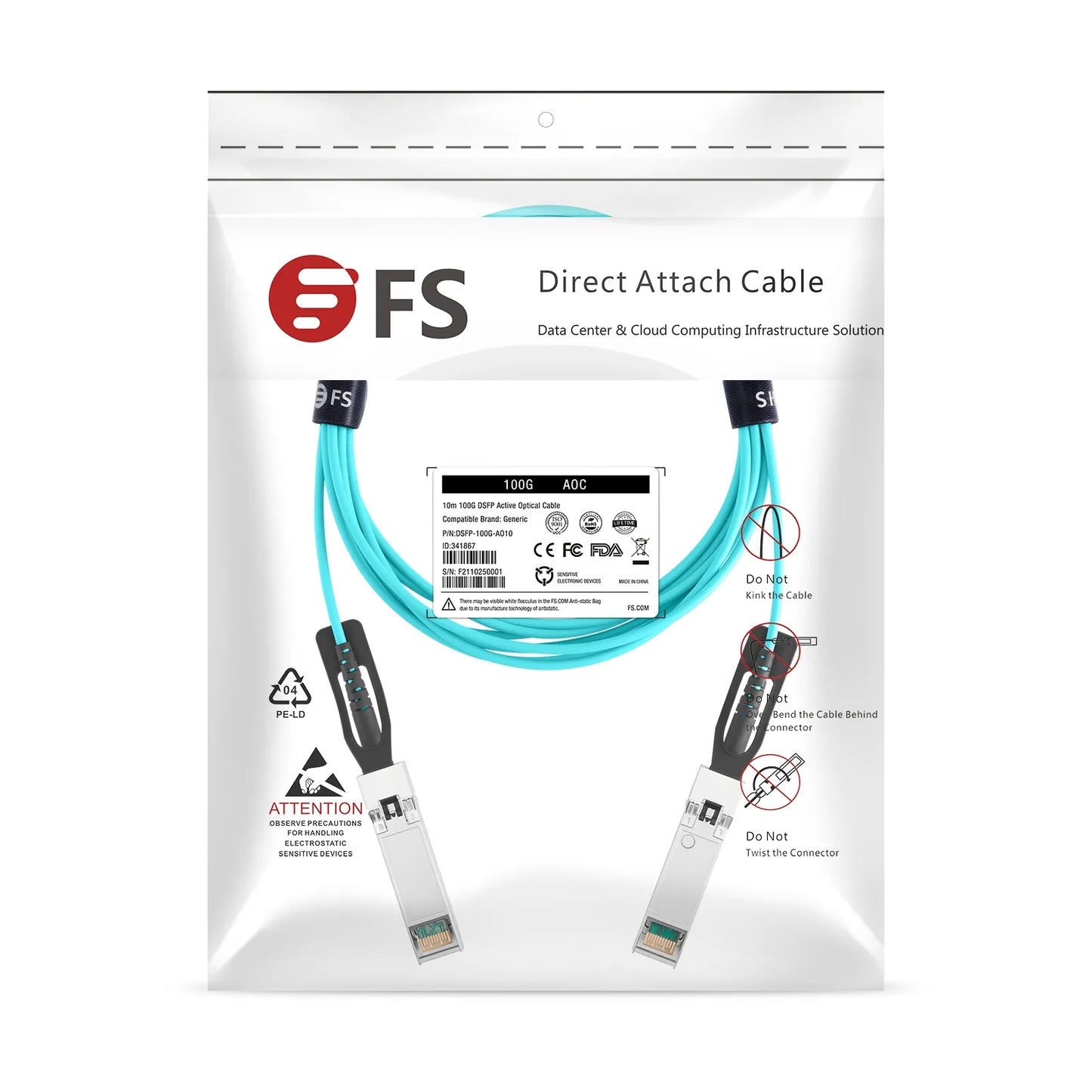 10m(33ft) Generic Compatible 100G DSFP 2 x 50G PAM4 Active Optical Cable