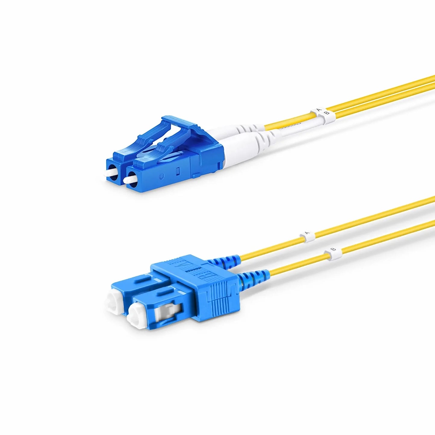 3m (10ft) Fiber Patch Cable, 2 Fibers, LC UPC Duplex to SC UPC Duplex, Single Mode (OS2), Riser (OFNR), 1.2mm, Tight-Buffered, Yellow