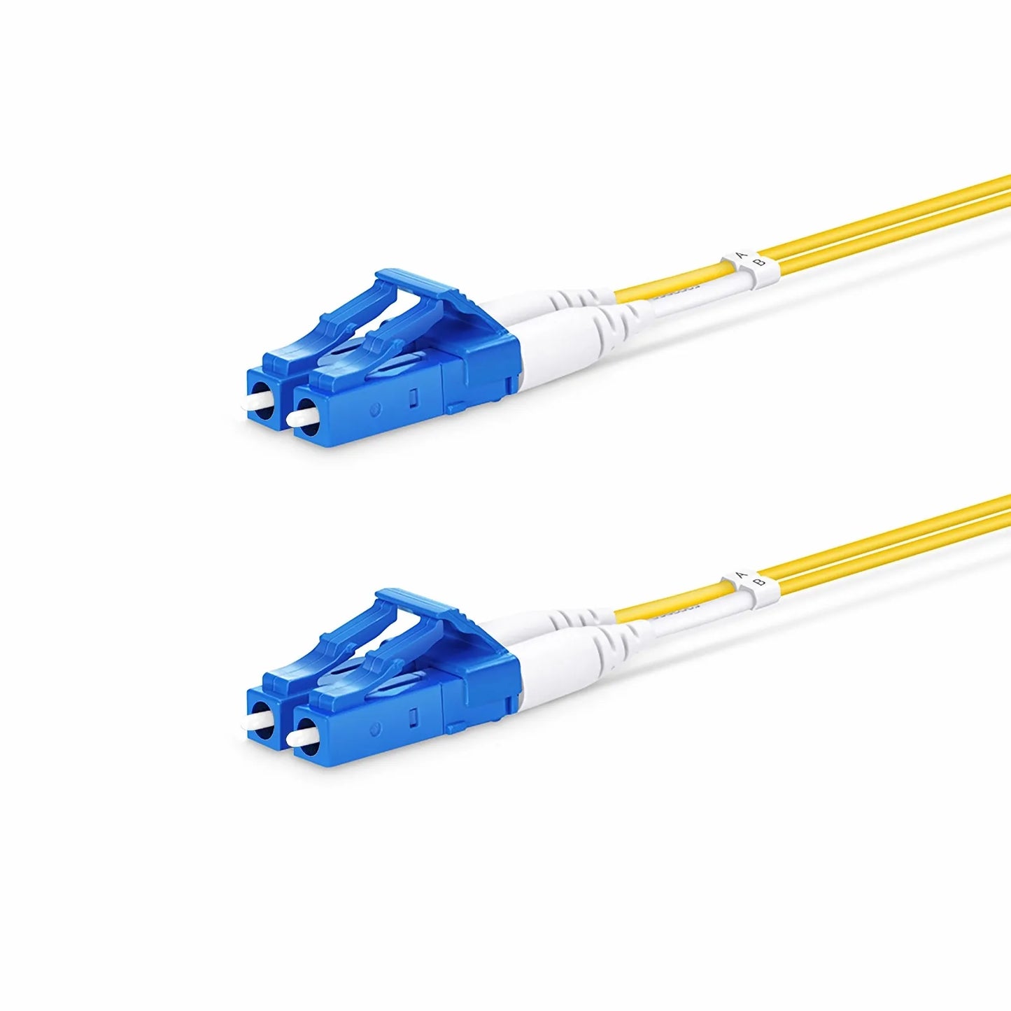 2m (7ft) Fiber Patch Cable, 2 Fibers, LC UPC Duplex to LC UPC Duplex, Single Mode (OS2), Riser (OFNR), 1.2mm, Tight-Buffered, Yellow