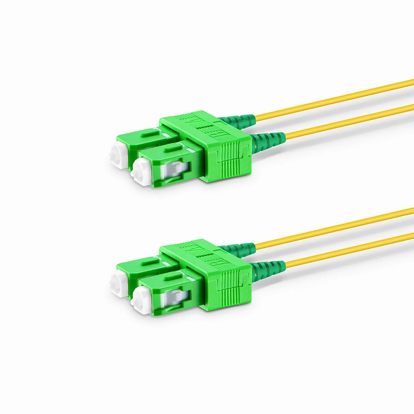 2m (7ft) Fiber Patch Cable, 2 Fibers, SC APC Duplex to SC APC Duplex, Single Mode (OS2), Riser (OFNR), 1.2mm, Tight-Buffered, Yellow