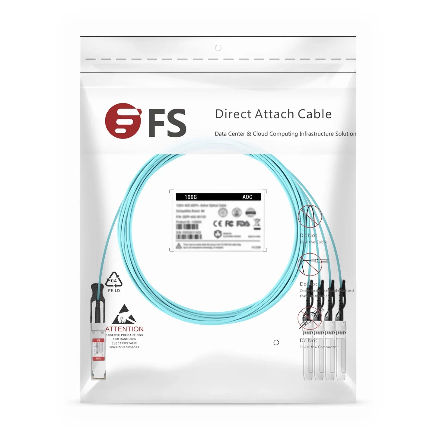 30m (98ft) Cisco QSFP-4SFP25G-AOC30M Compatible 100G QSFP28 4 x 25G NRZ to 4 x 25G SFP28 NRZ Active Optical Breakout Cable