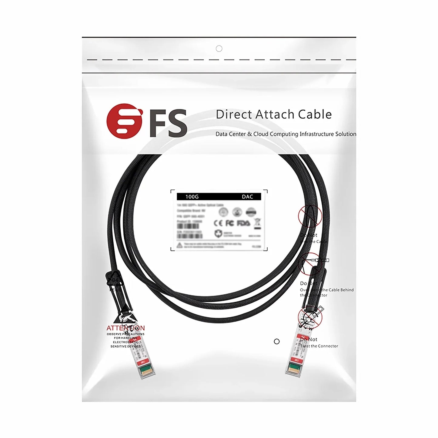 0.5m (2ft) Generic Compatible 100G SFP112 PAM4 Passive Direct Attach Copper Twinax Cable