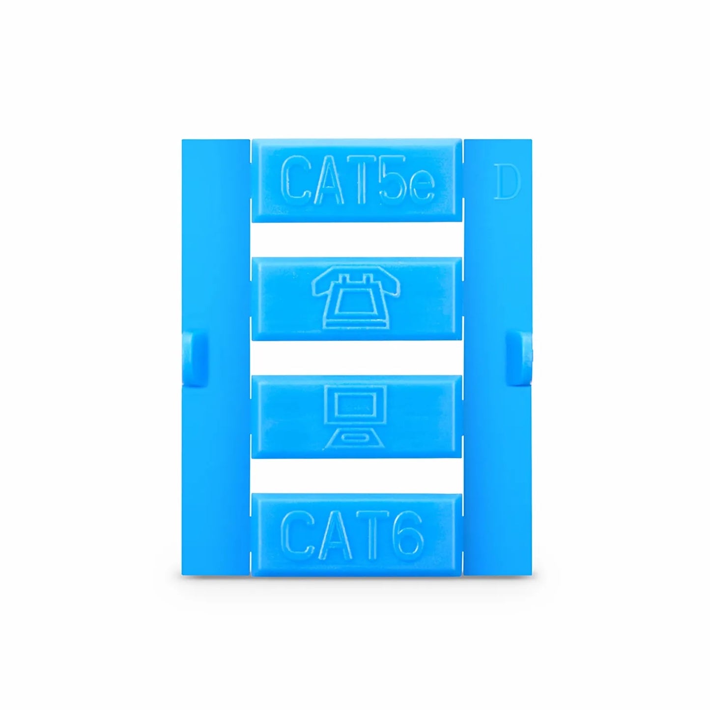 French-style Single Gang Snap-in Keystone Faceplate, Computer and Telephone Identification Icons, 1 Port, 1U, White, 1.76" x 1.76"