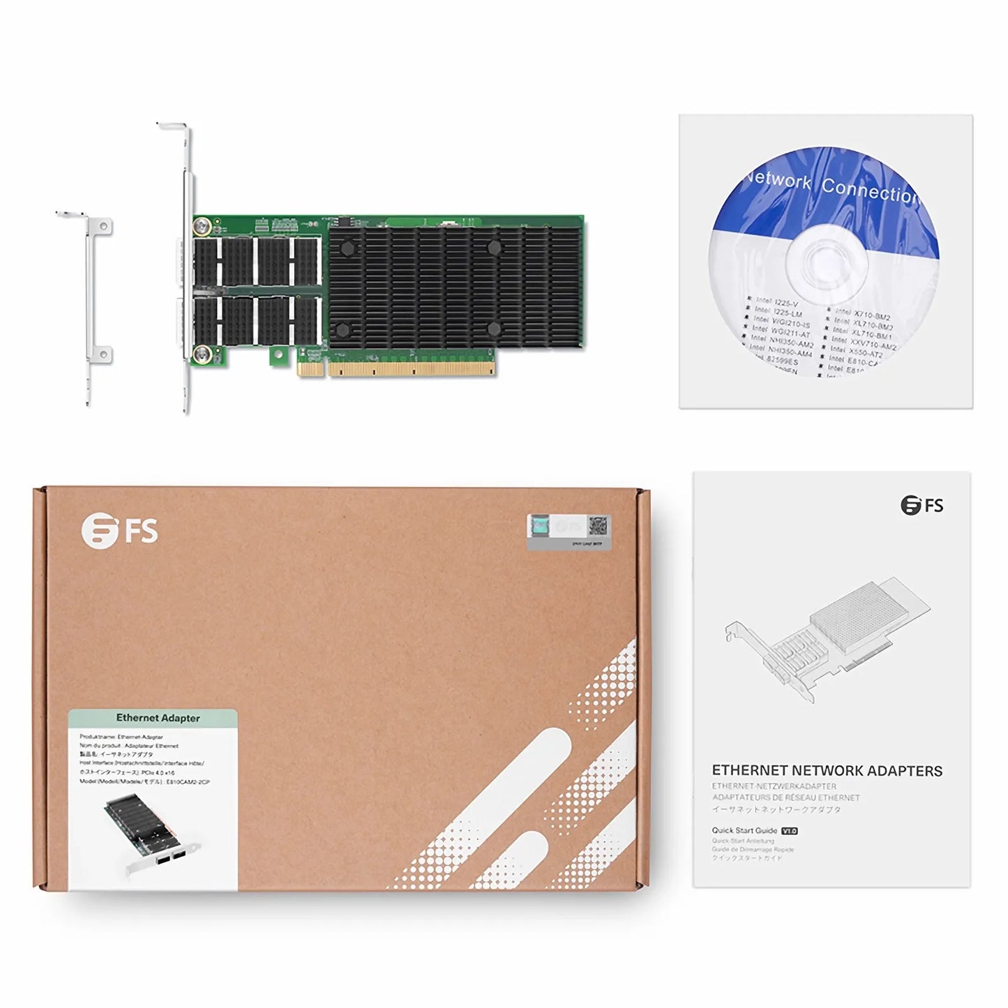 Intel E810-CAM2 Based Ethernet Network Interface Card, 100G Dual-Port QSFP28, PCIe 4.0 x 16, Comparable to Intel E810-CQDA2, Full Height&Low Profile