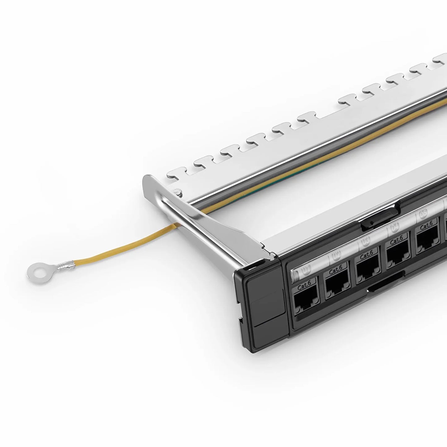 FDMP Cat6 110-Style Unshielded Recessed Patch Panel, 24-Port, 1RU, Cable Management Bar Included