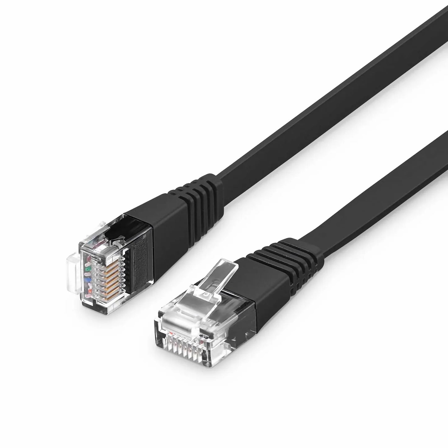 10ft (3m) Flat Cat6 32AWG Snagless Unshielded (U/UTP) PVC Ethernet Network Patch Cable, Black