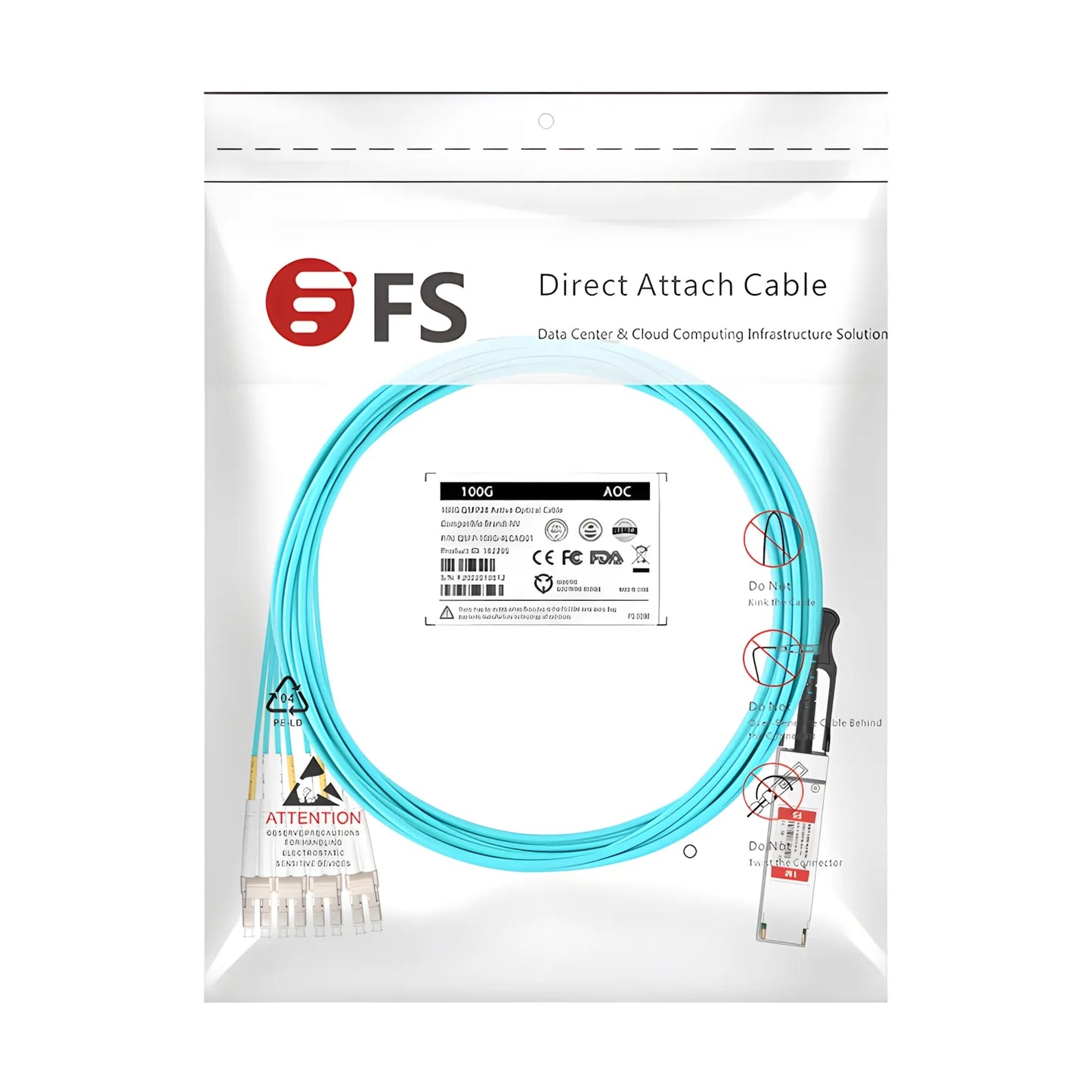70m (230ft) Cisco Compatible 100G QSFP28 4 x 25G NRZ to 4 Duplex LC 25G NRZ Active Optical Breakout Cable
