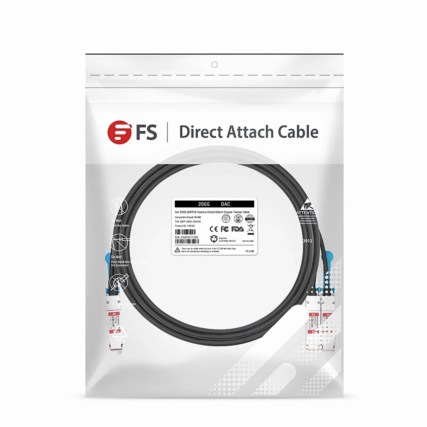 5m (16ft) NVIDIA/Mellanox MCA7J50-H005R Compatible 200G QSFP56 4 x 50G PAM4 to 2 x 100G QSFP56 2 x 50G PAM4 Etherne Active Direct Attach Copper Breakout Cable