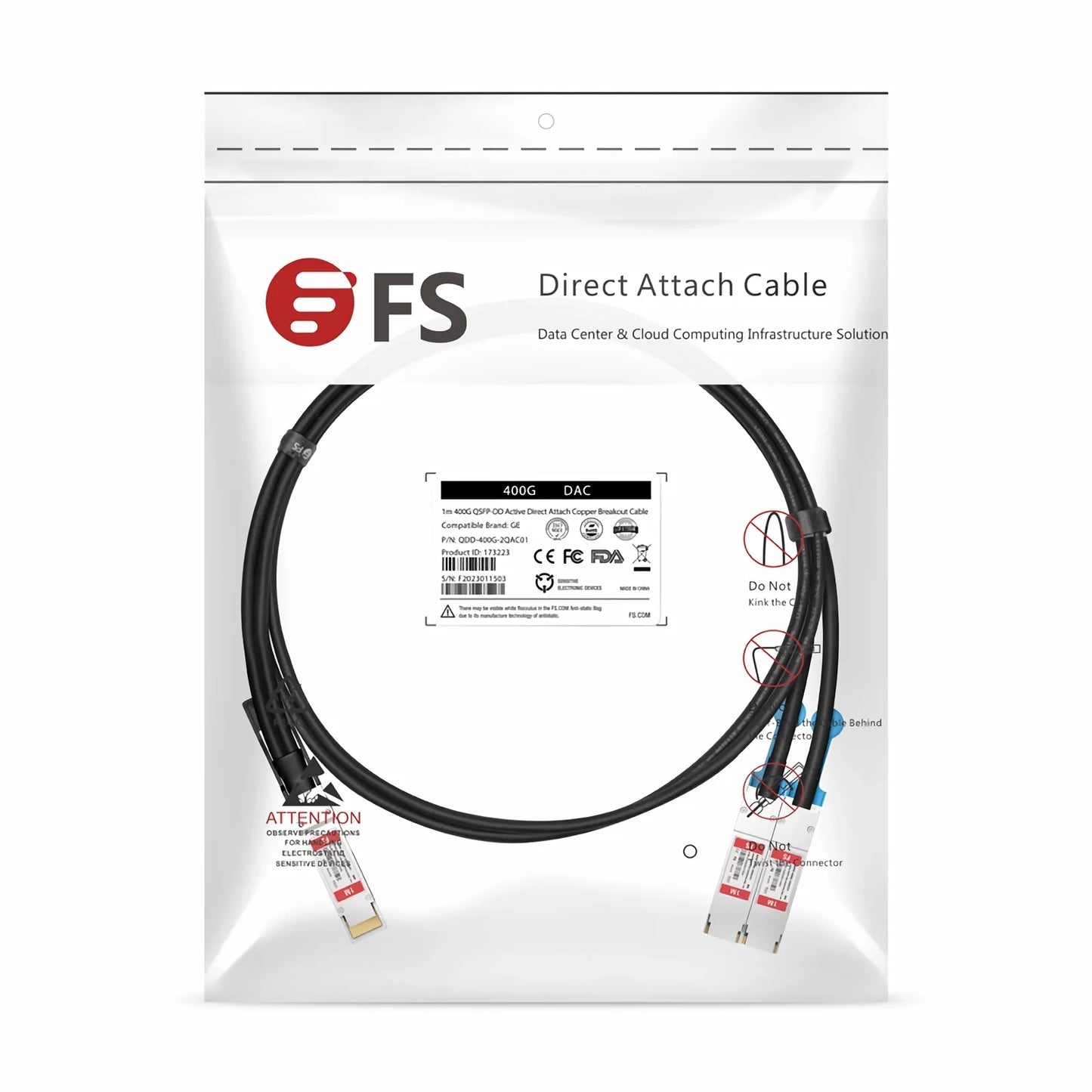 5m (16ft) NVIDIA/Mellanox Compatible 400G QSFP-DD 8 x 50G PAM4 to 2 x 200G QSFP56 4 x 50G PAM4 Ethernet Active Direct Attach Copper Breakout Cable