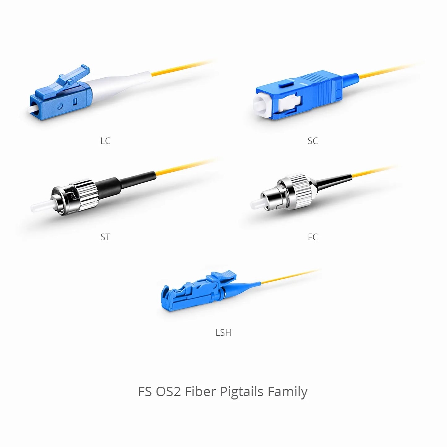 1.5m (5ft) Fiber Pigtail, LC UPC to Unterminated, 12 Fibers, Bunch, OS2 Single Mode, PVC (Unrated), 0.9mm, Yellow