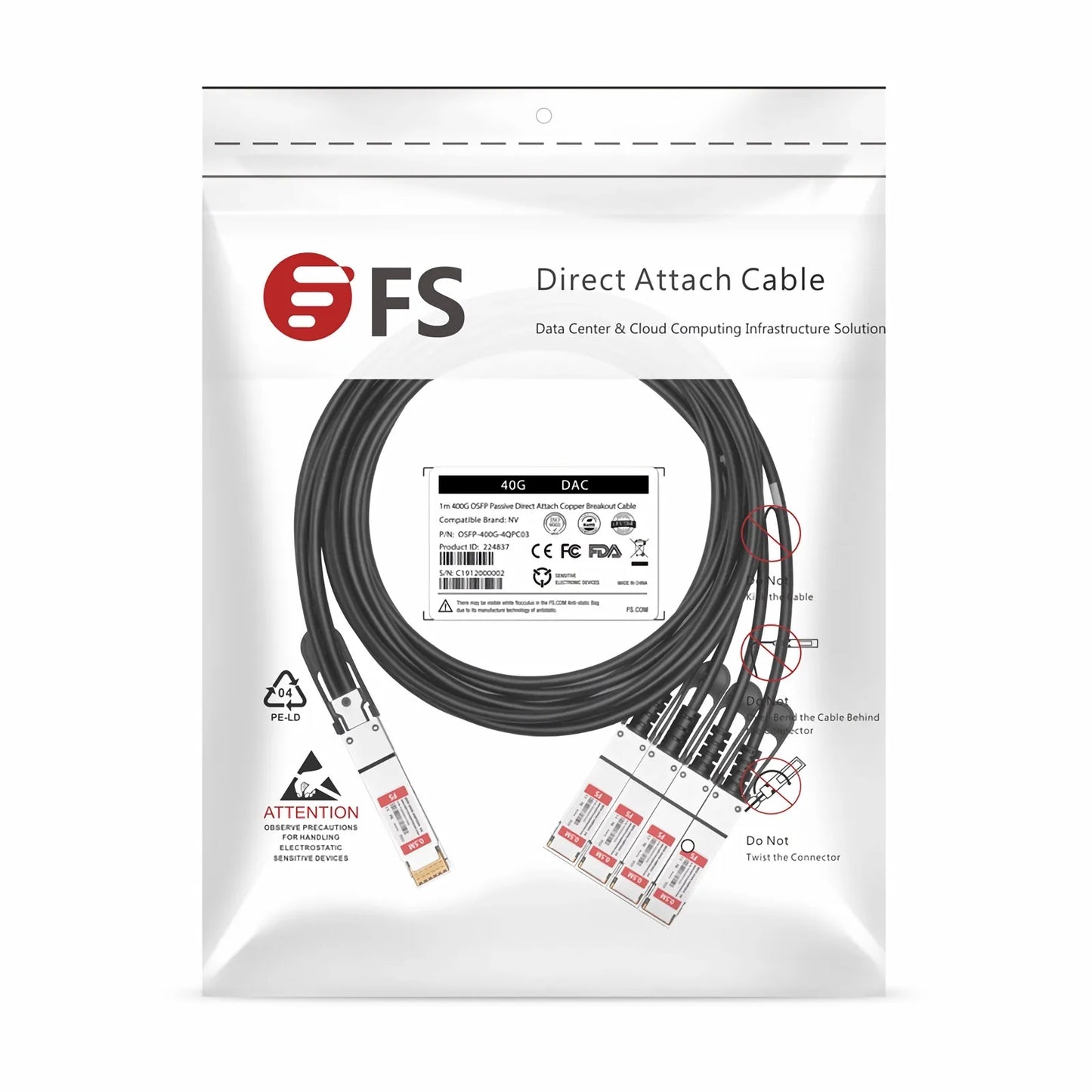 1m (3ft) Arista Networks CAB-Q-S-1M Compatible 40G QSFP+ to 4 x 10G SFP+ Passive Direct Attach Copper Breakout Cable
