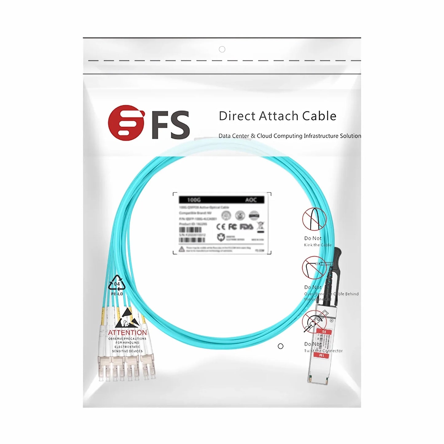 20m (66ft) Cisco Compatible 100G QSFP28 4 x 25G NRZ to 4 Duplex LC 25G NRZ Active Optical Breakout Cable