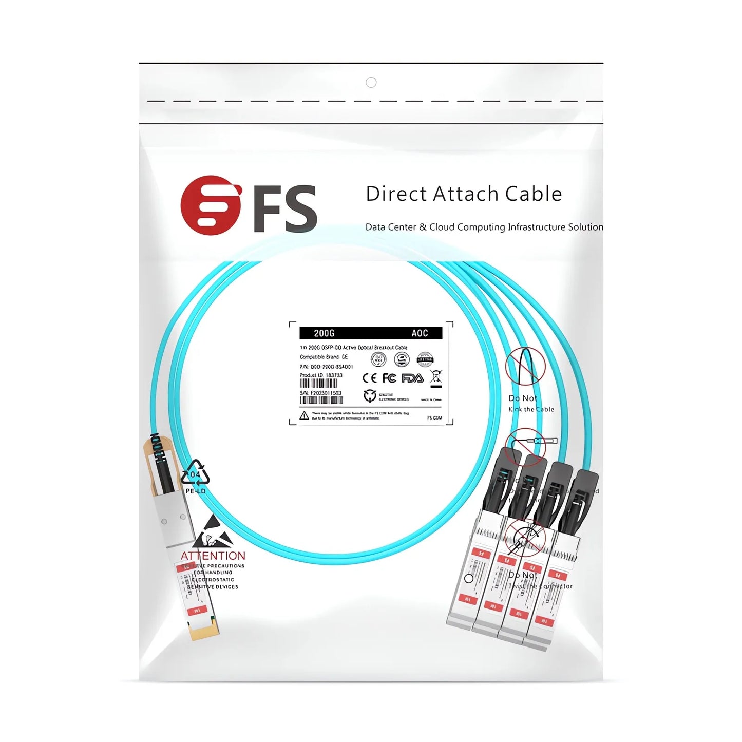 1m (3ft) Arista Networks Compatible 200G QSFP-DD 8 x 25G NRZ to 8 x 25G SFP28 25G NRZ Active Optical Breakout Cable