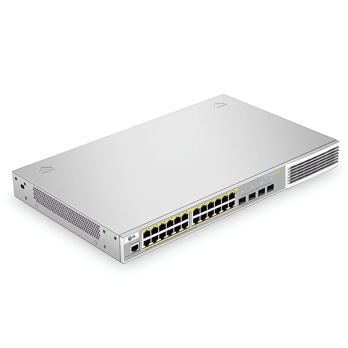 S3410L-24TF-P, 24-Port Ethernet L2+ PoE+ Switch, 24 x PoE+ Ports @370W, with 4 x 1Gb SFP Uplinks, PicOS®, Support MLAG, Broadcom Chip