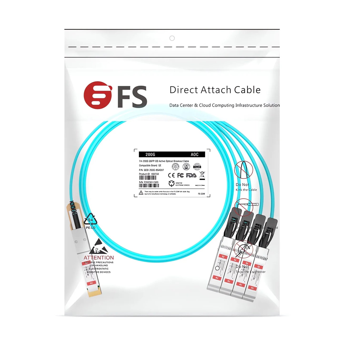 10m (33ft) Arista Networks Compatible 200G QSFP-DD 8 x 25G NRZ to 8 x 25G SFP28 25G NRZ Active Optical Breakout Cable