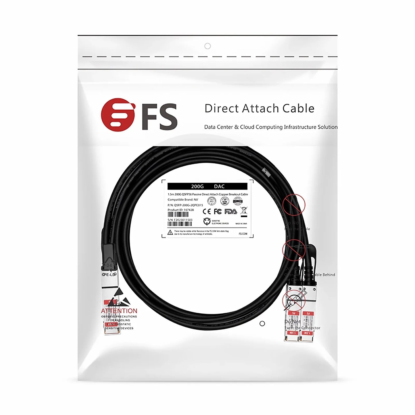 1.5m (5ft) NVIDIA/Mellanox MCP7H50-H01AR30 Compatible 200G QSFP56 4 x 50G PAM4 to 2 x 100G QSFP56 2 x 50G PAM4 InfiniBand HDR Passive Direct Attach Copper Breakout Cable for Quantum Switches and ConnectX-6 HCA