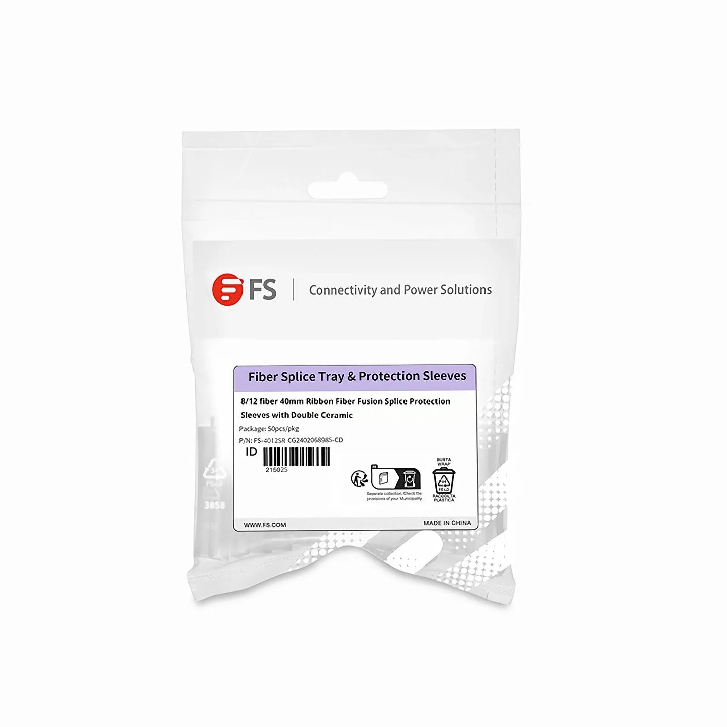 40mm Ribbon Fiber Fusion Splice Protection Sleeves for 8/12 Fibers, 50pcs/pkg