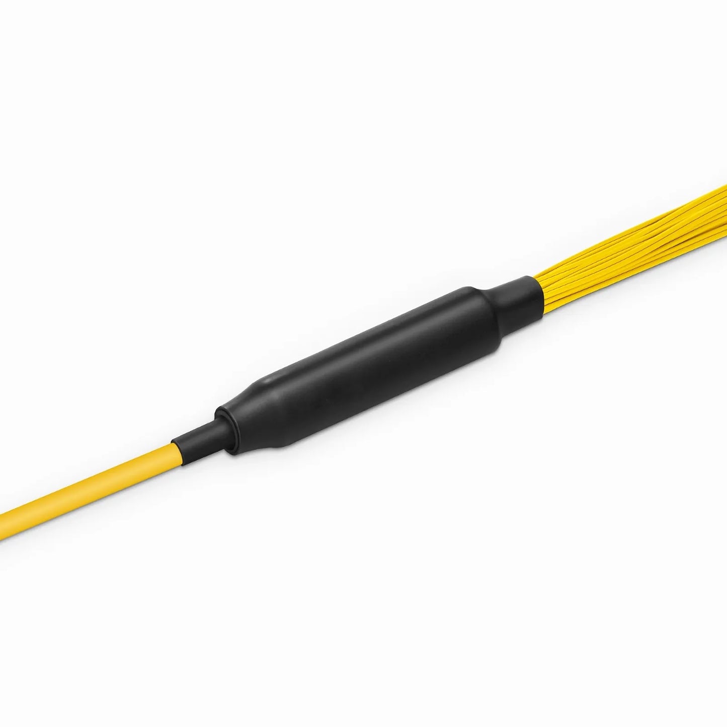 30m (98ft) MTP® Hybrid Trunk Cable, MTP®-8 APC (Female) to 4 LC UPC Duplex Uniboot, 32 Fibers, Single Mode (OS2), Plenum (OFNP), 0.35dB Max, Type B, Double Jacket, Yellow