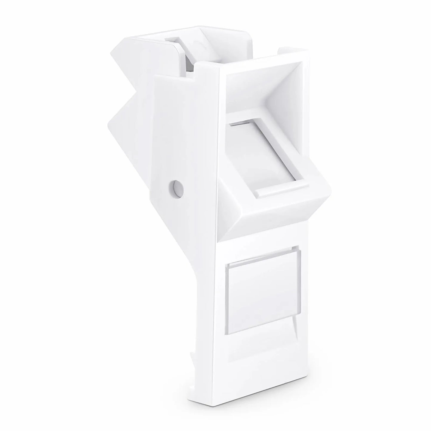 British-Style Shuttered Faceplate Frame Insert, Label Pockets, Unloaded, Angled, 1 Port, White, 1.97'' x 0.98''