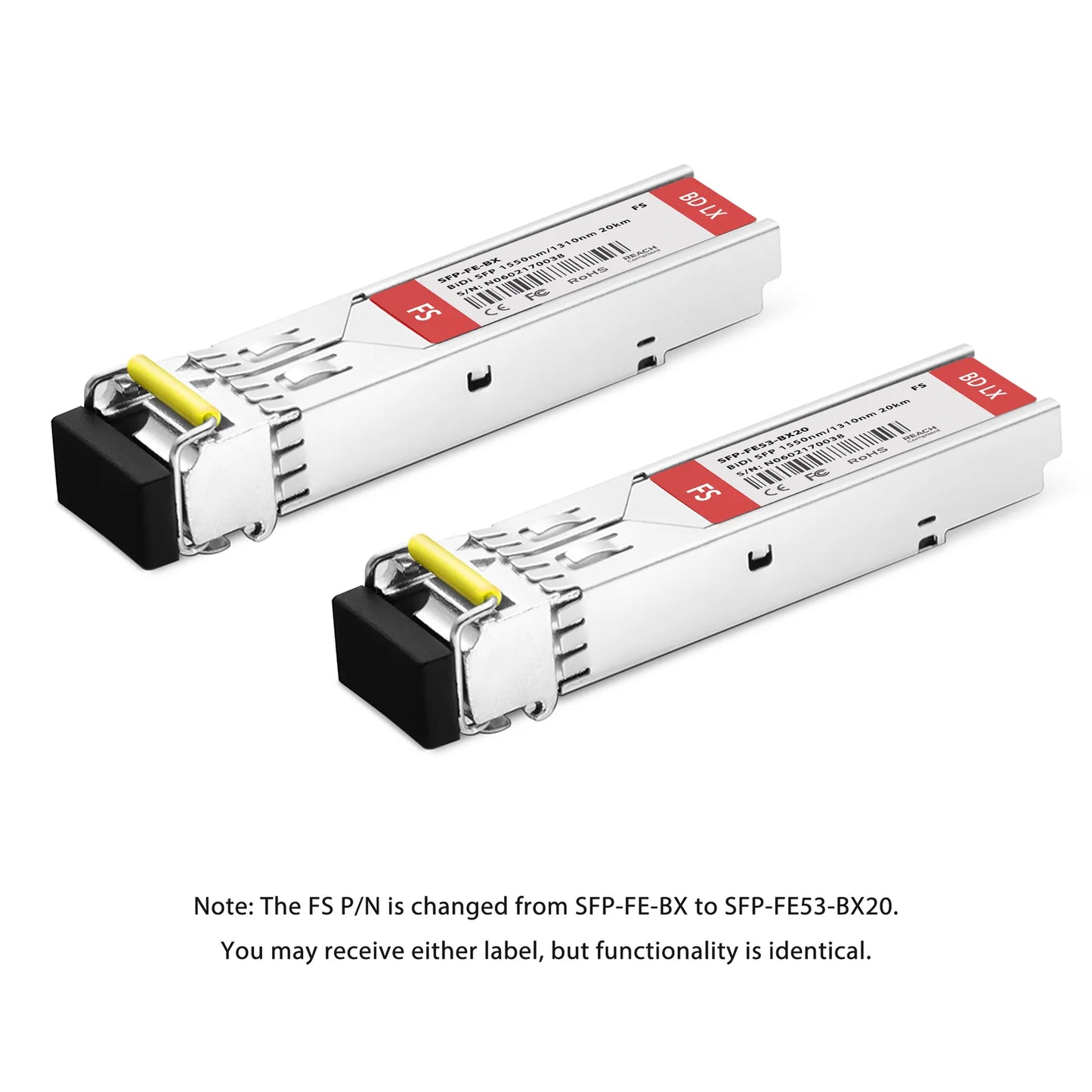 100BASE-BX-D SFP BiDi 1550nm-TX/1310nm-RX 20km DOM Simplex LC SMF Optical Transceiver Module for FS Switches