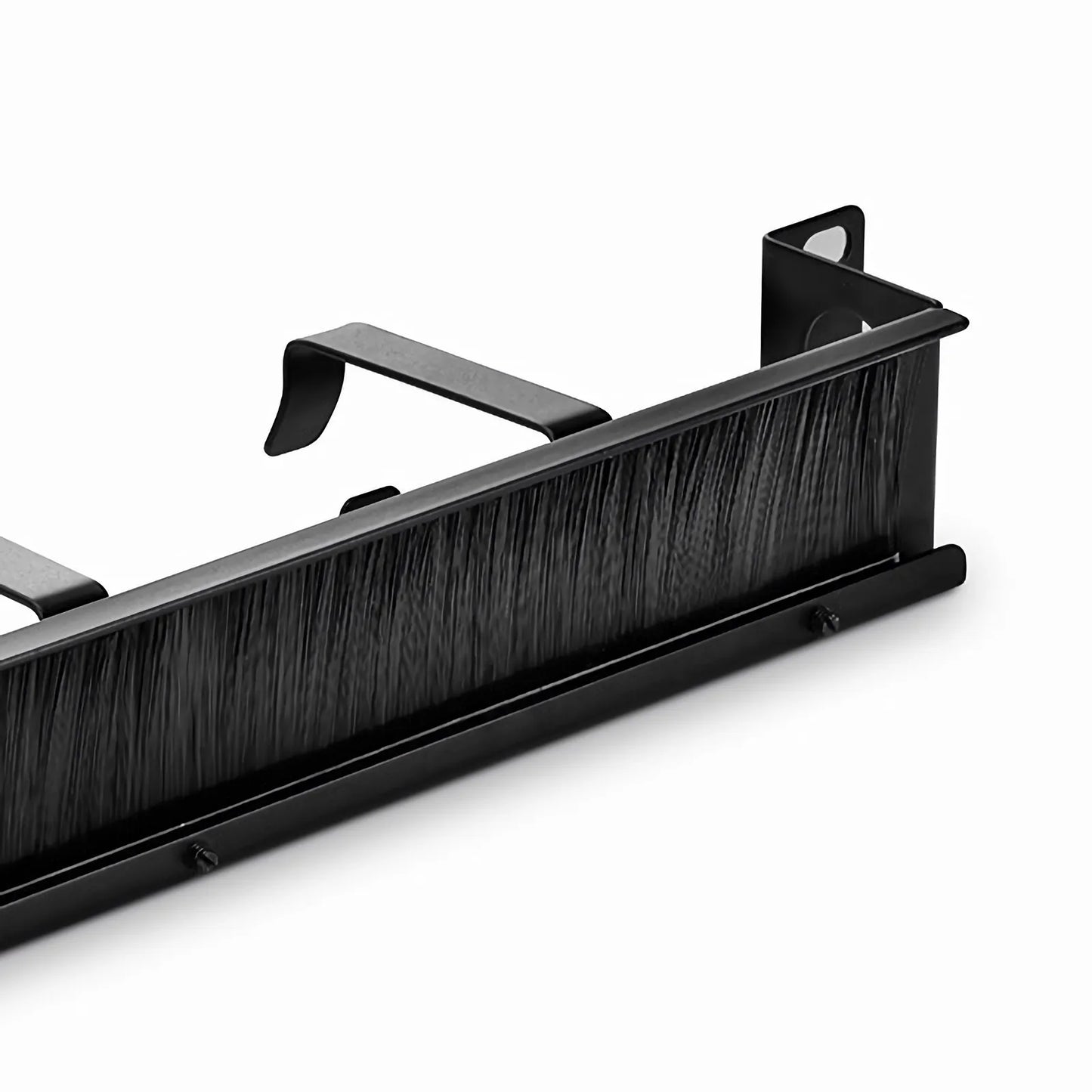 Recessed Horizontal Single Sided Pass-Thru Manager, 1RU, 4 D-rings & Brush Strip, 3.46 in. Depth