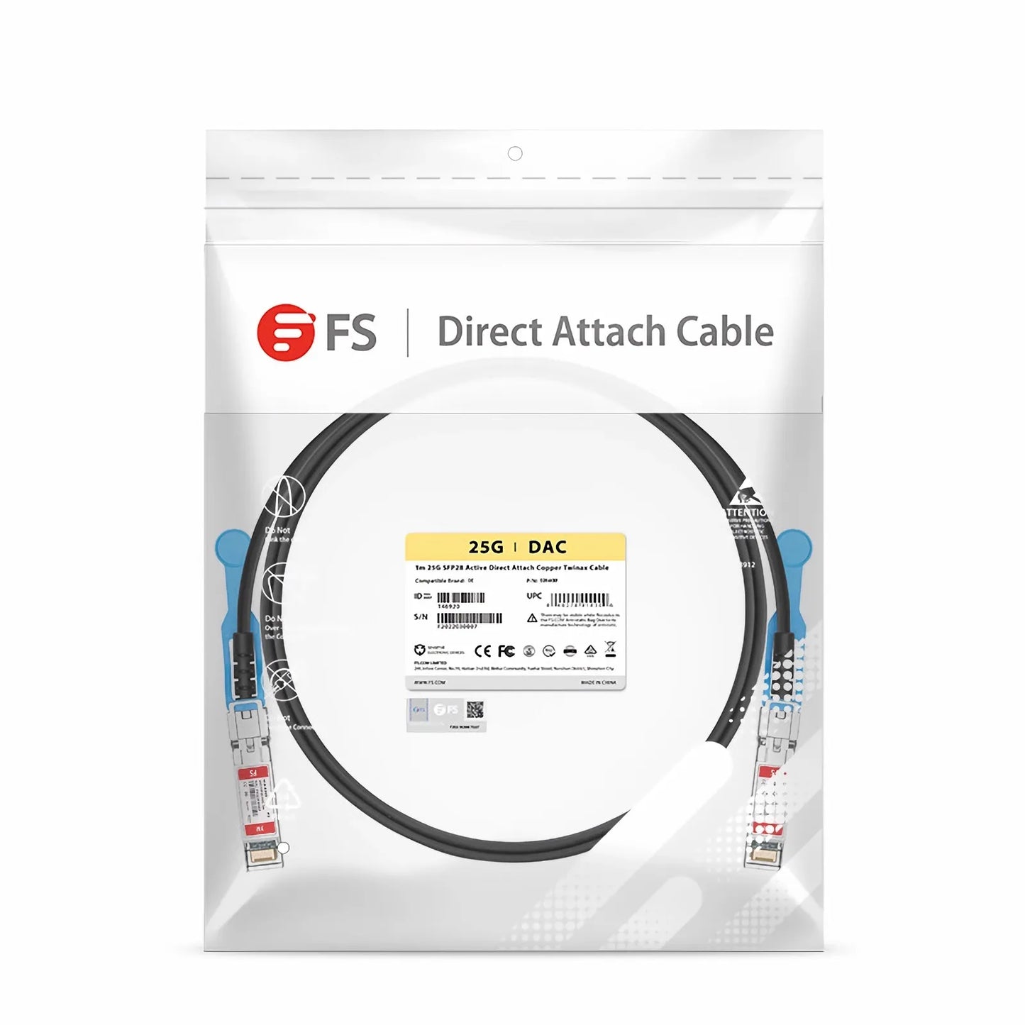 1m (3ft) Dell Compatible 25G SFP28 Active Direct Attach Copper Twinax Cable
