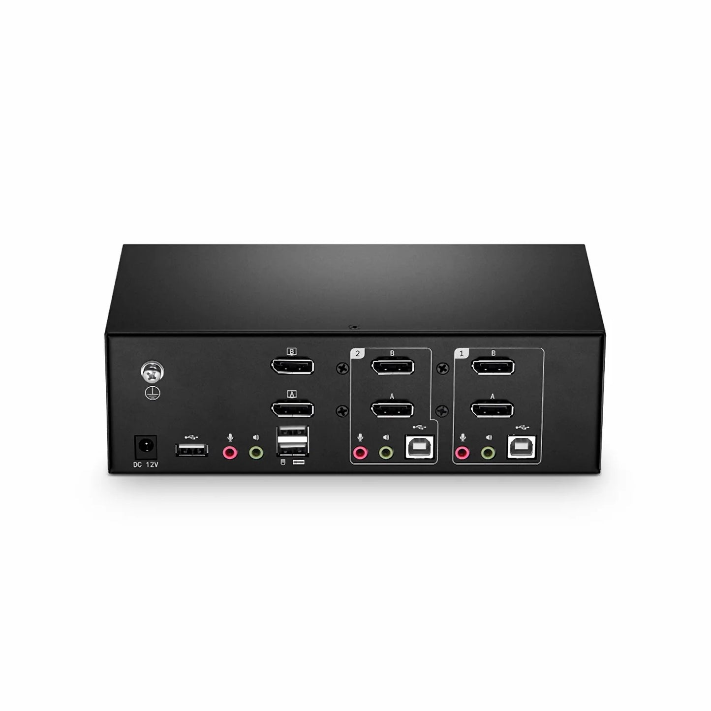 Desktop 2-Port DisplayPort KVM Switch with USB Peripheral & Audio, Cables Included