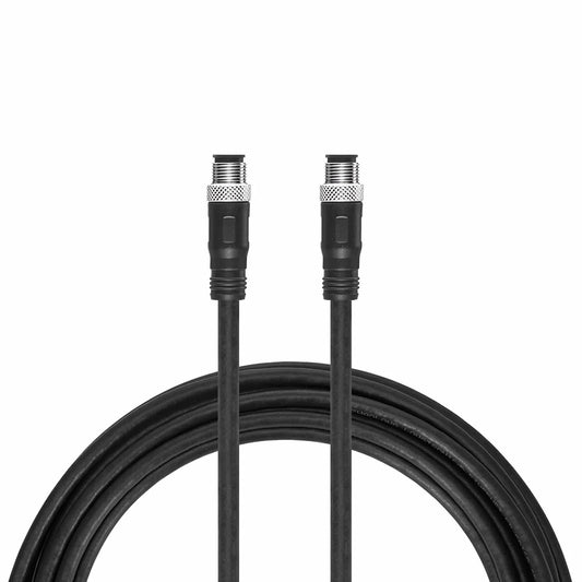 10ft (3m) Industrial M12A/8M to M12A/8M Cordsets CAT5e SF/UTP PVC Ethernet Network Patch Cable, Black