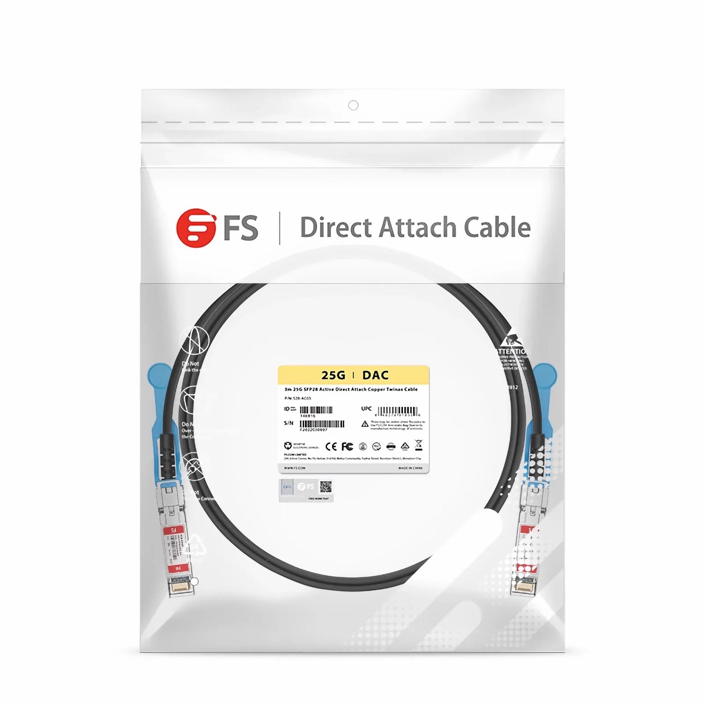 3m (10ft) Cisco Compatible 25G SFP28 Active Direct Attach Copper Twinax Cable