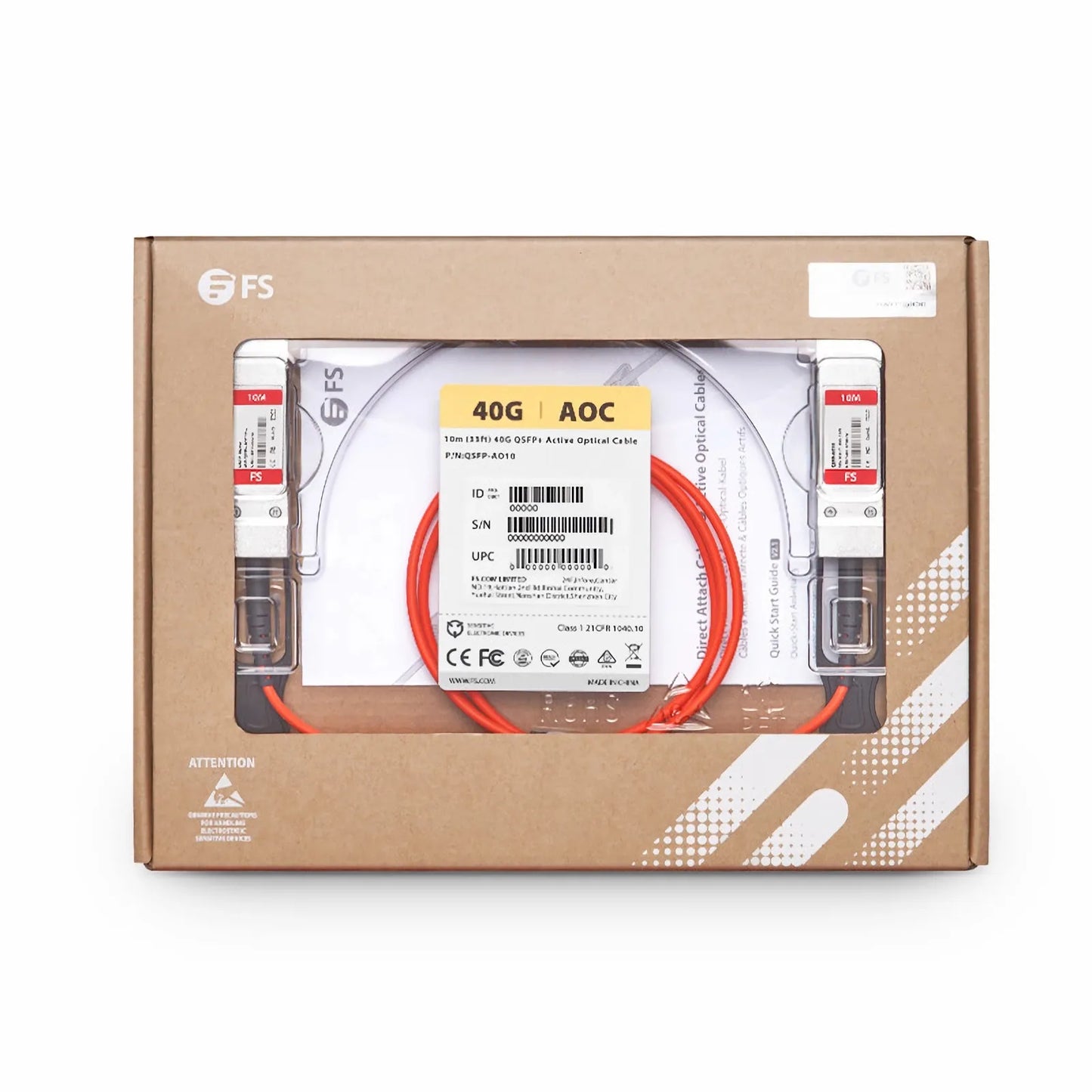 10m (33ft) Cisco QSFP-H40G-AOC10M Compatible 40G QSFP+ Active Optical Cable