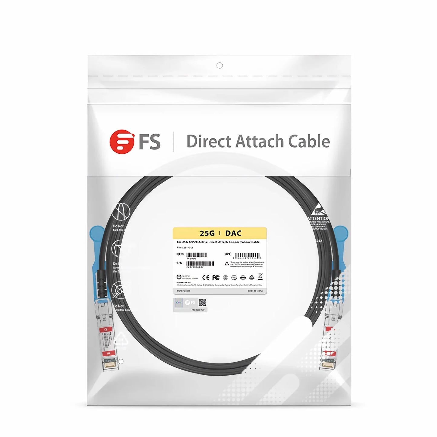 8m (26ft) Cisco Compatible 25G SFP28 Active Direct Attach Copper Twinax Cable