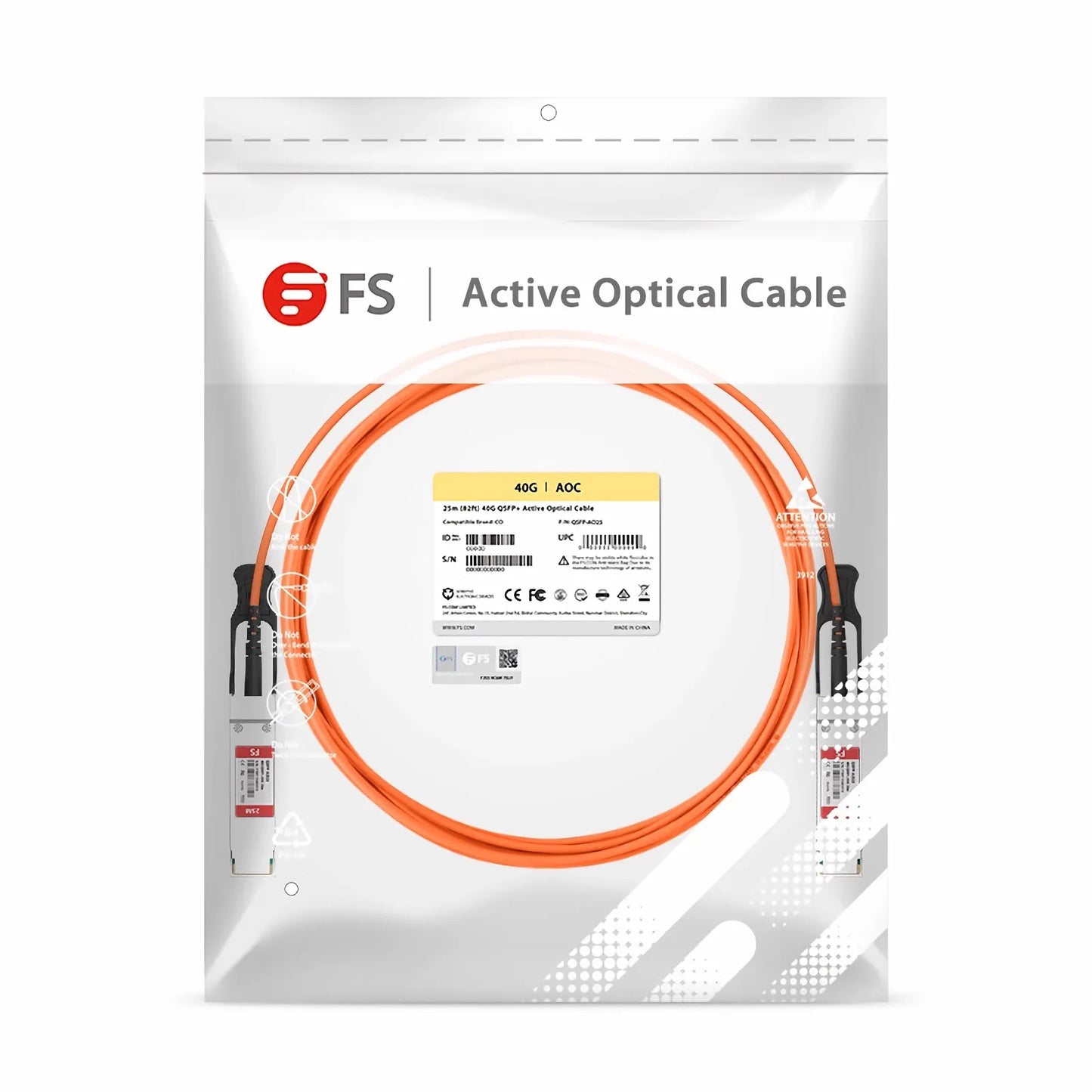 25m (82ft) Cisco QSFP-H40G-AOC25M Compatible 40G QSFP+ Active Optical Cable