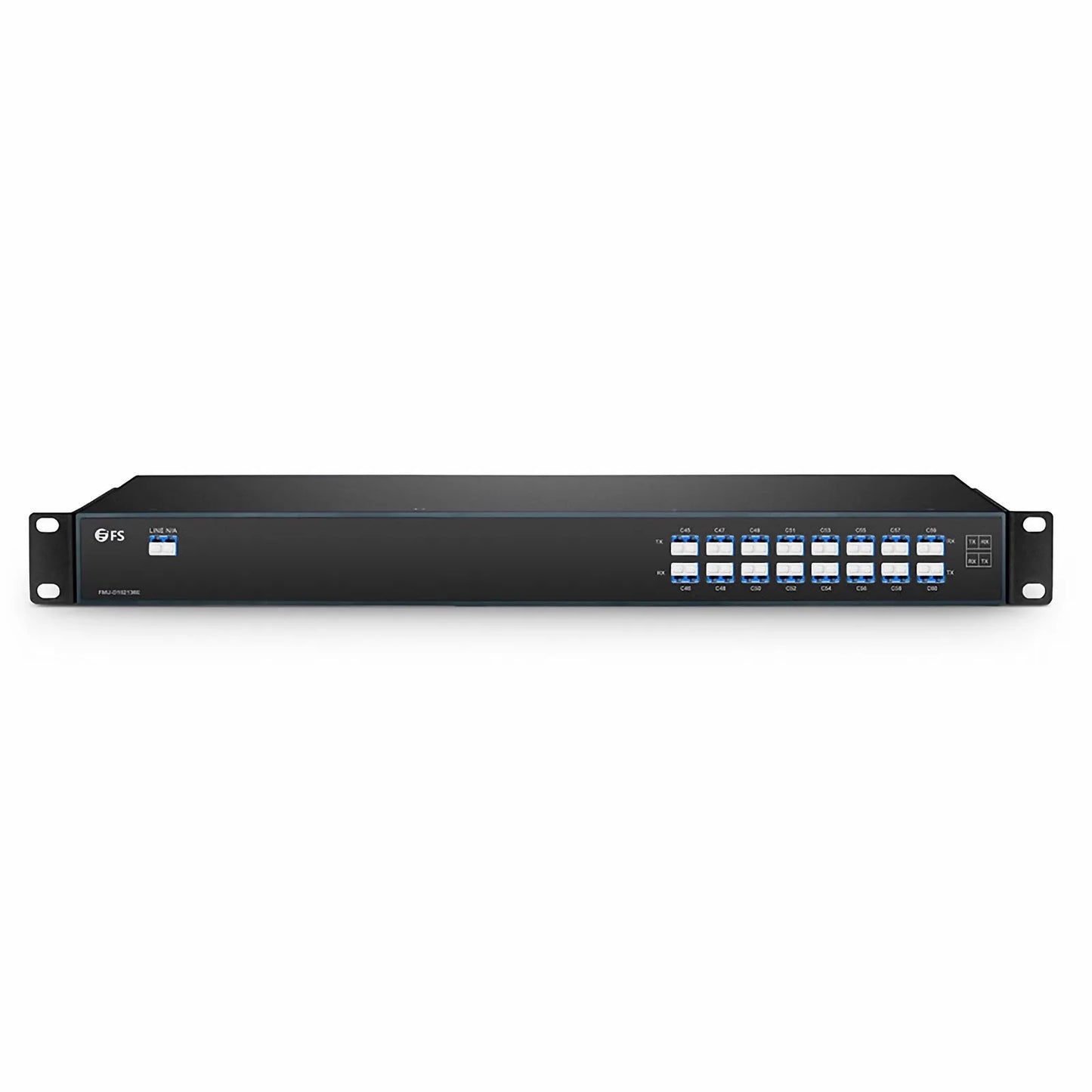 16 Channels DWDM Mux Demux, 100GHz C45-C60, 4.0dB Typical IL, LC/UPC, Single Fiber, Side-B, FMU 1U Rack Mount