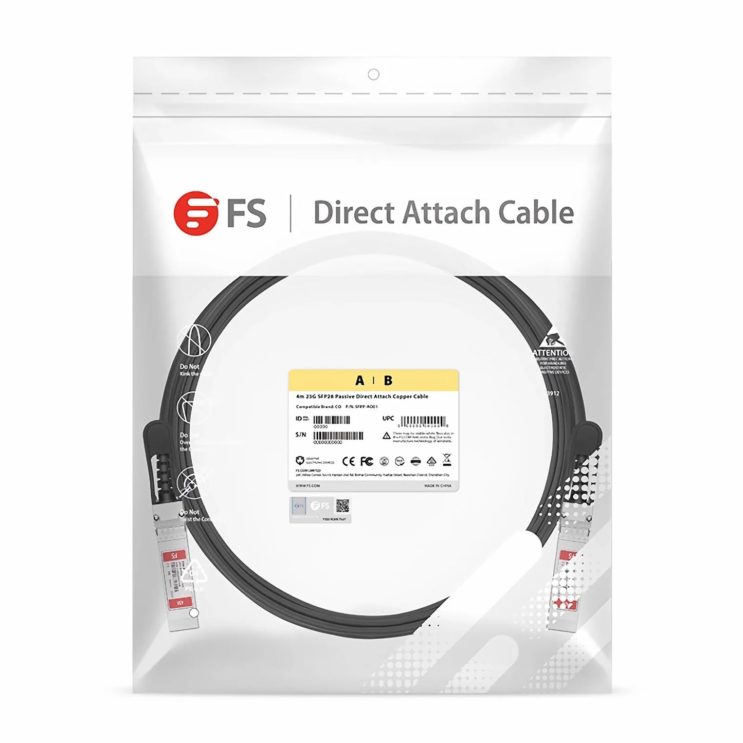 4m (13ft) Cisco SFP-H25G-CU4M Compatible 25G SFP28 Passive Direct Attach Copper Twinax Cable