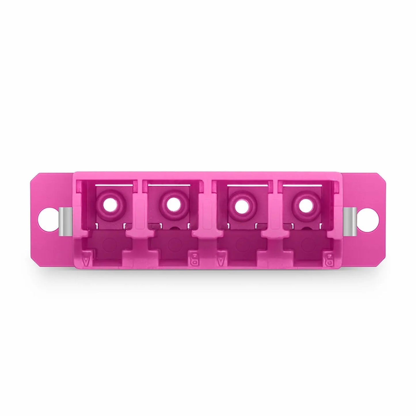 LC/UPC to LC/UPC Quad OM4 Multimode Plastic Fiber Adapter/Coupler with Flange, Violet
