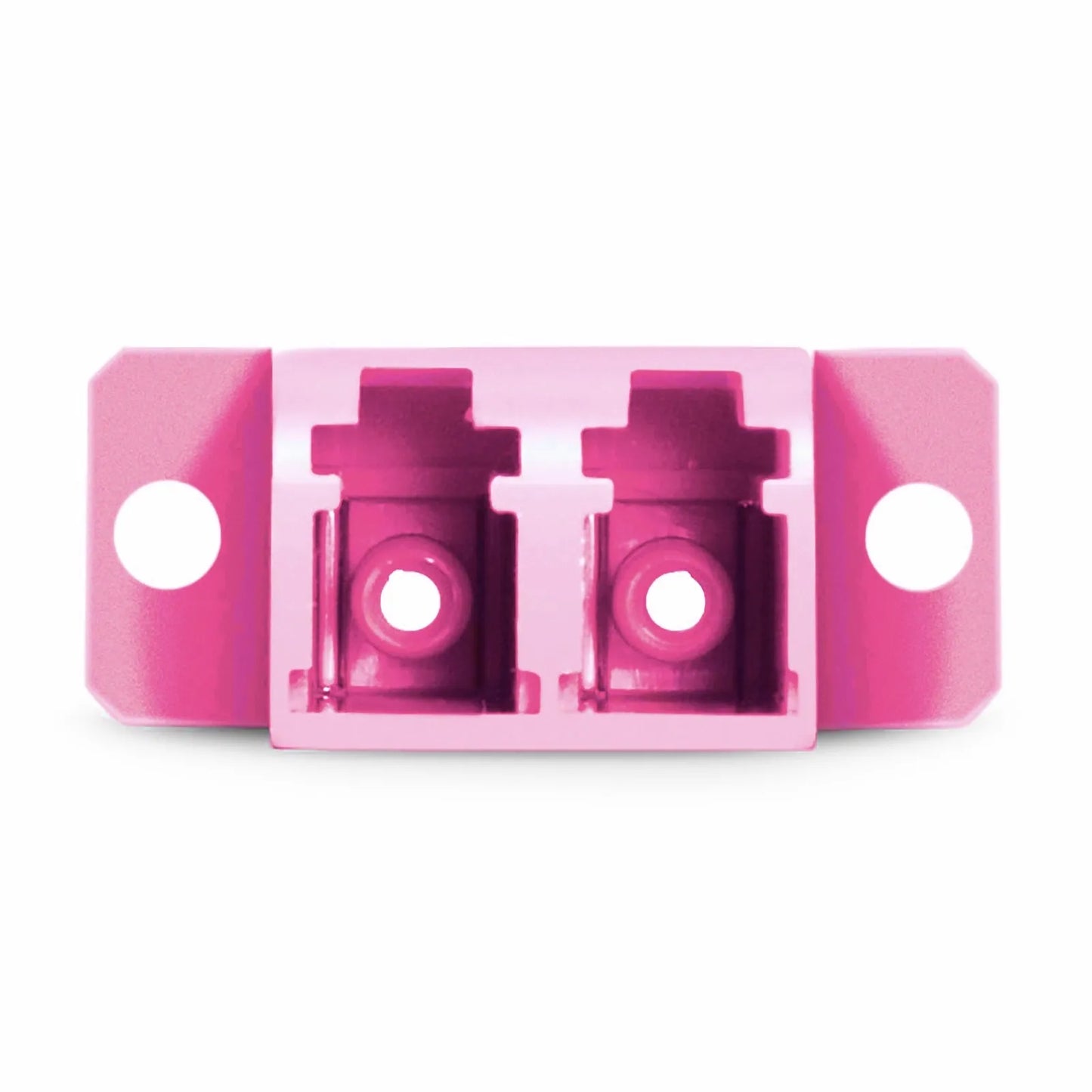LC/UPC to LC/UPC Duplex OM4 Multimode SC Footprint Plastic Fiber Optic Adapter/Coupler with Flange, Violet, 10Pcs/Pack