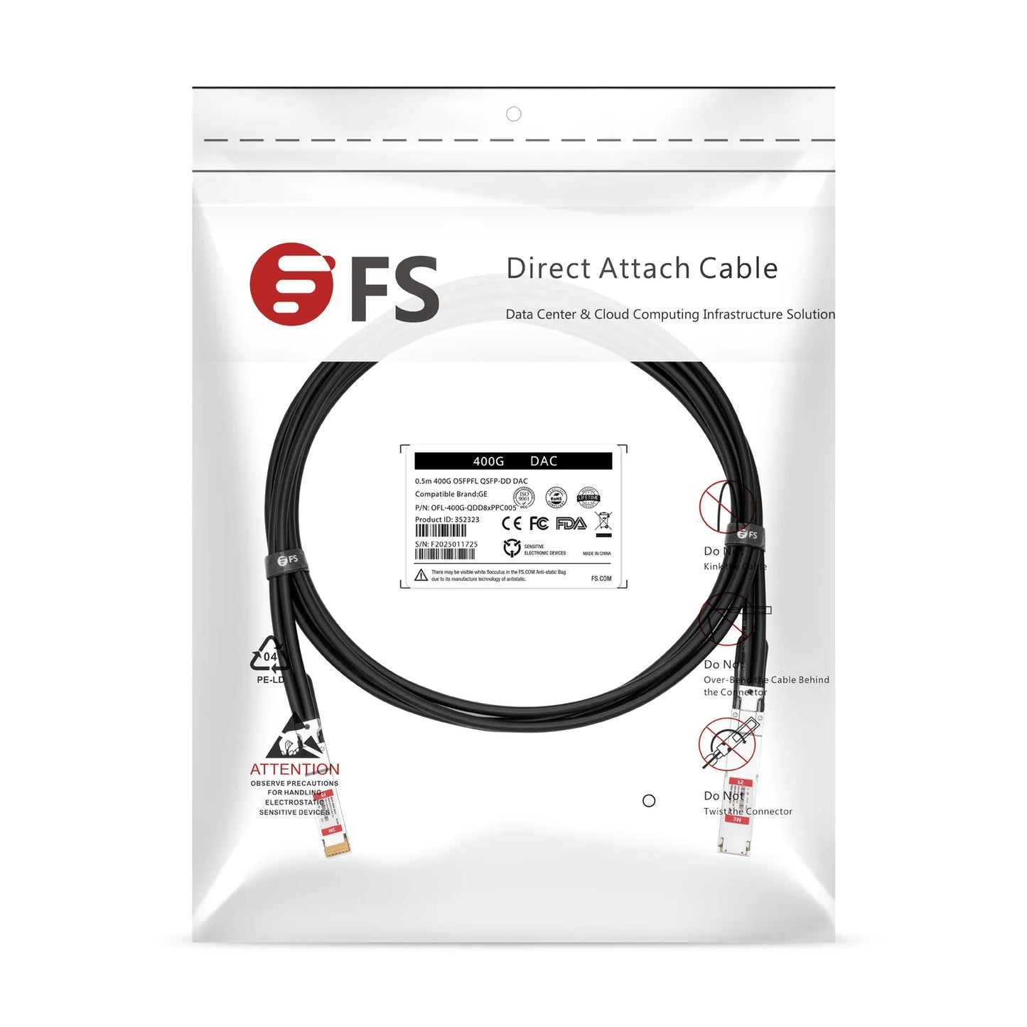 0.5m (2ft) Arista Networks Compatible 400G OSFP 8 x 50G PAM4 Flat Top to 400G QSFP-DD 8 x 50G PAM4 Passive Direct Attach Copper Twinax Cable