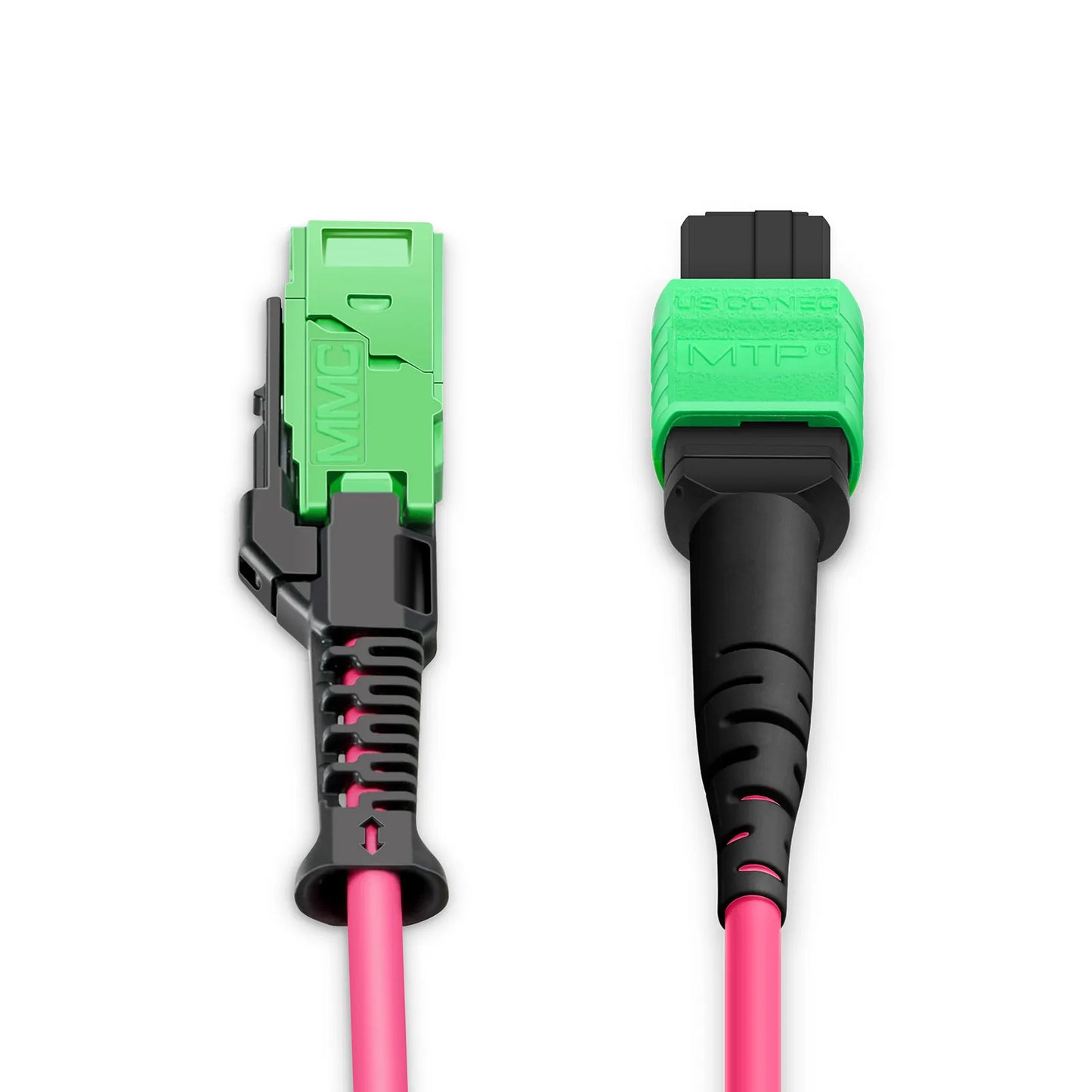 3m (10ft) MMC Jumper, MMC-16 APC (Female) to MTP®-16 APC (Female), 16 Fibers, Multimode (OM4), Plenum (OFNP), 0.35dB Max, Jumper Polarity, Magenta