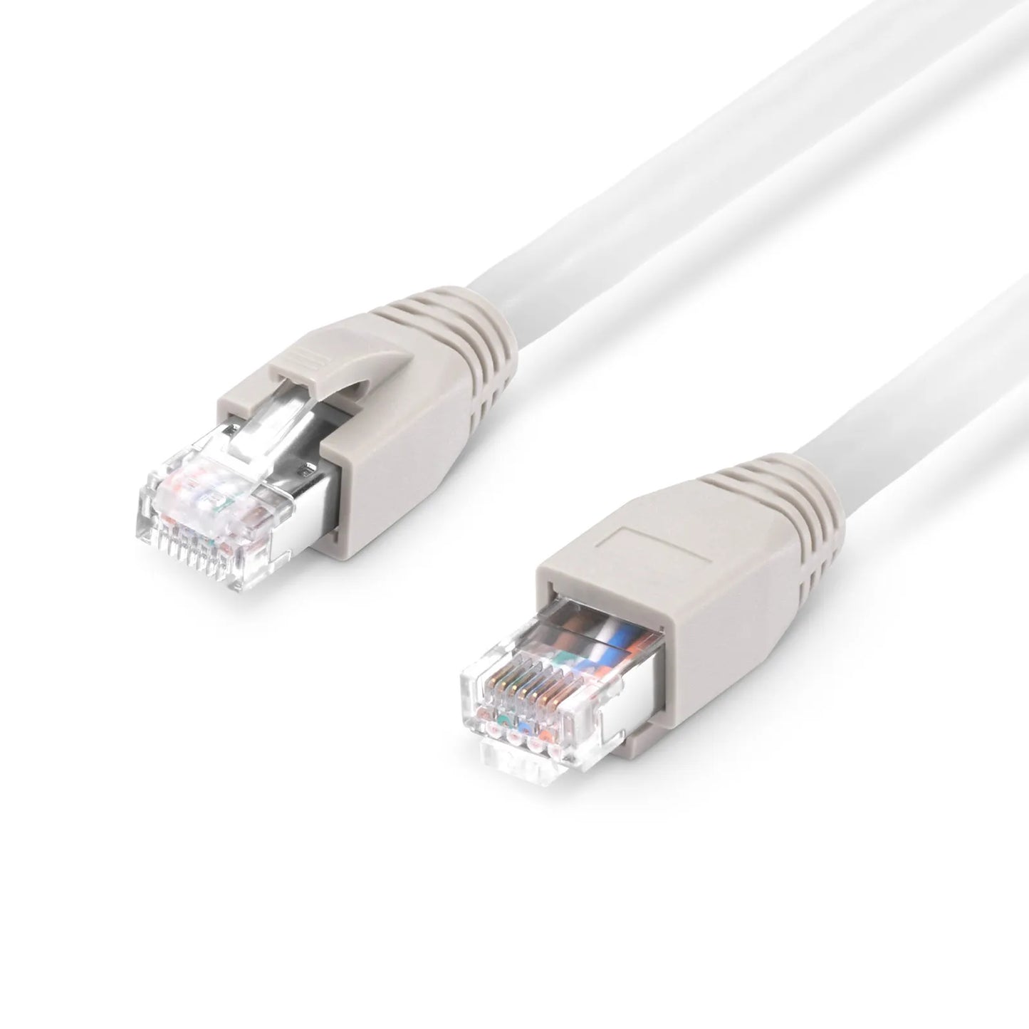 10ft (3m) Cat8 24AWG Snagless Shielded (S/FTP) PVC CM Ethernet Network Patch Cable, PoE++, 40G, 2GHz, Off-White