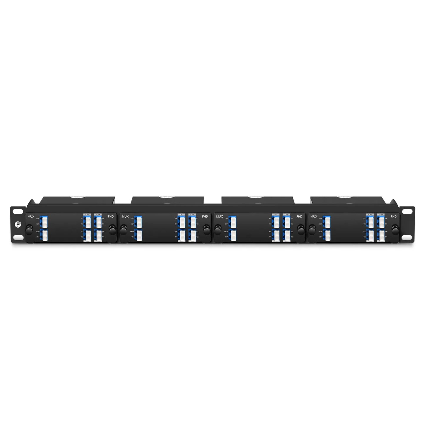 4 Channels DWDM Mux Demux, 100GHz C57-C60, with Monitor and Expansion Port, 2.75dB Typical IL, LC/UPC, Single Fiber, Side-B, High Density, FHD™ Plug-in Module