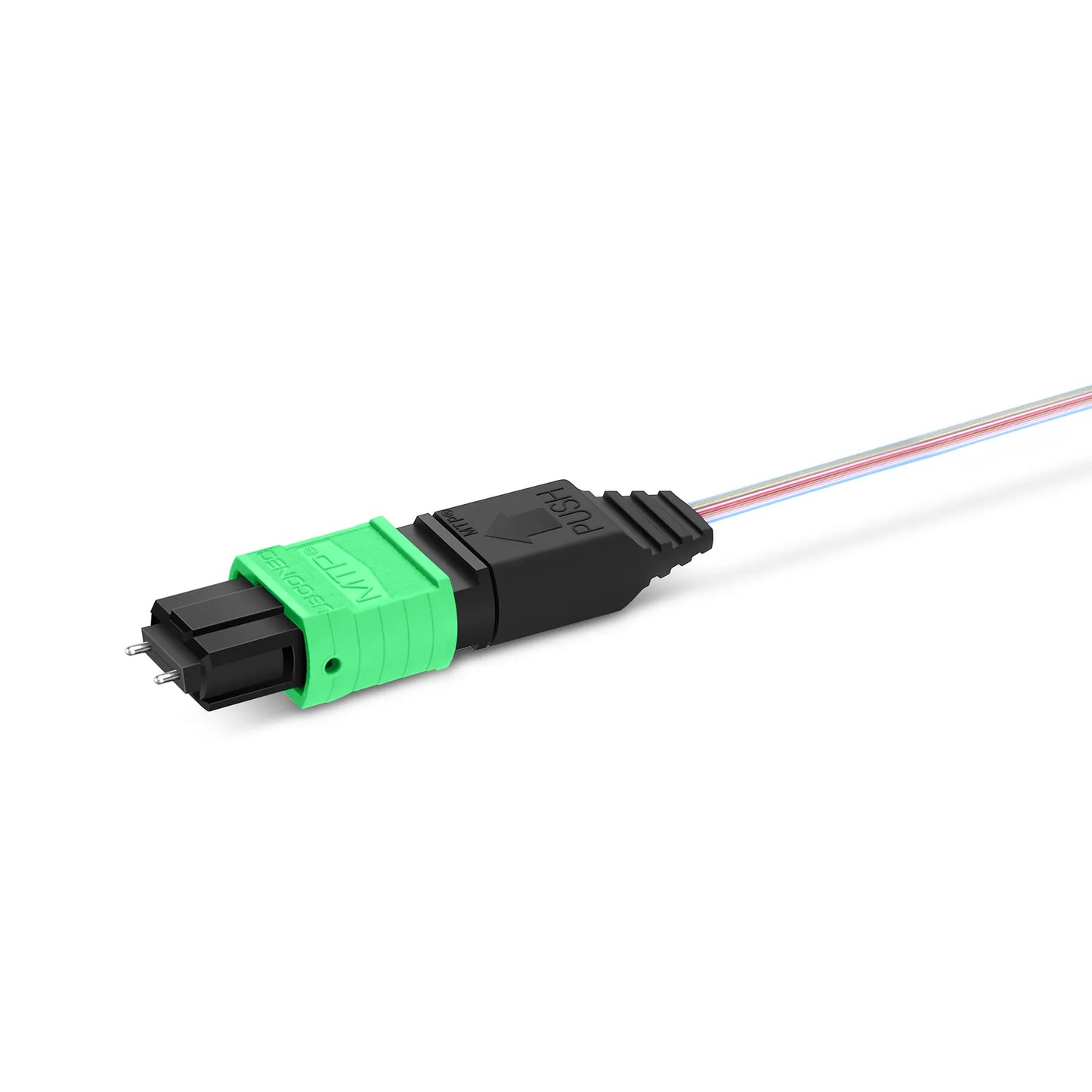 1m (3ft) MTP® Fiber Pigtail, MTP-12® APC (Male) to Unterminated, 12 Fibers, Single Mode (OS2), Unjacketed, 12-Color