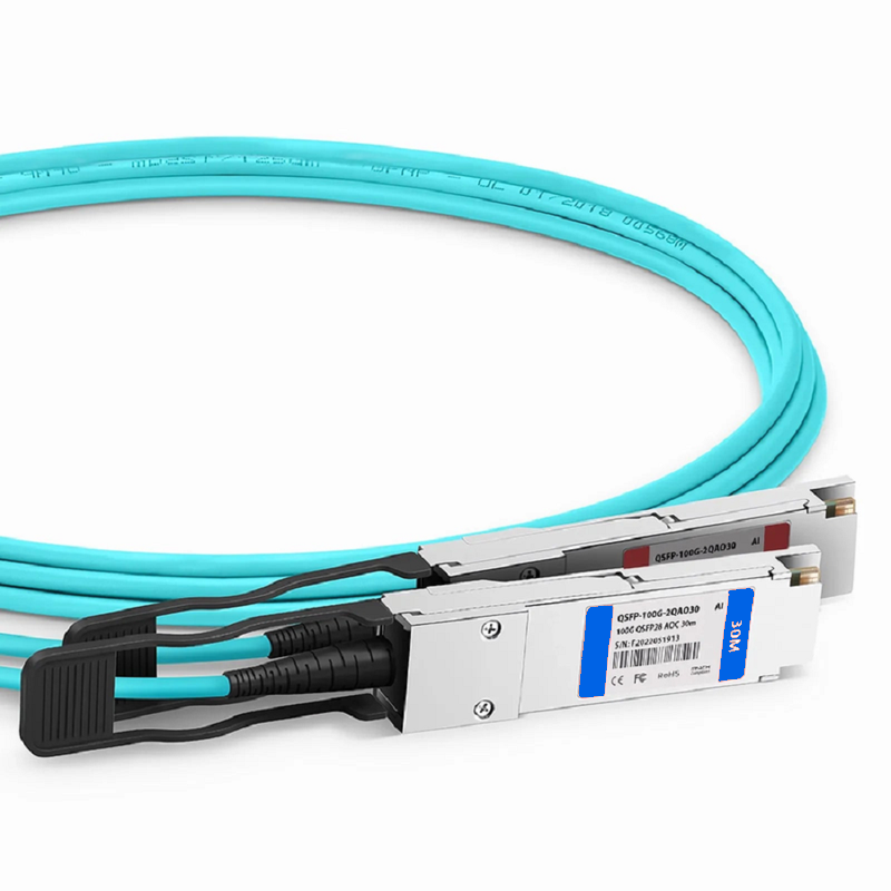 Refurb Squared 50m (164ft) Cisco Compatible 100G QSFP28 4 x 25G NRZ to 2 x 50G QSFP28 2 x 25G NRZ Active Optical Breakout Cable