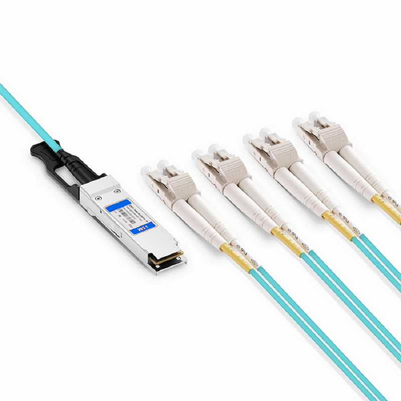 Refurb Squared 15m (49ft) Brocade Compatible 100G QSFP28 4 x 25G NRZ to 4 Duplex LC 25G NRZ Active Optical Breakout Cable
