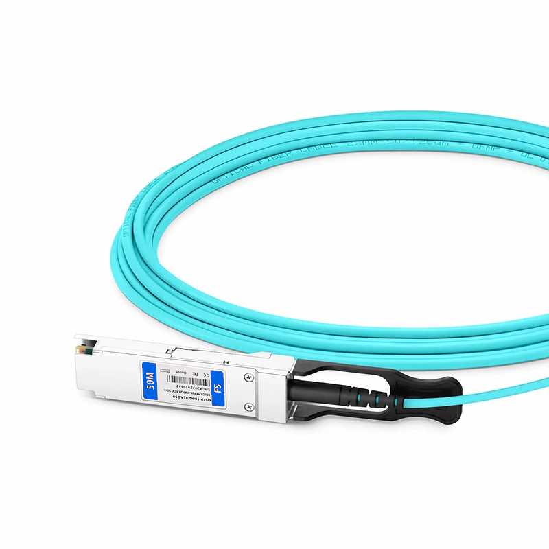 Refurb Squared 50m (164ft) Cisco QSFP-4SFP25G-AOC50M Compatible 100G QSFP28 4 x 25G NRZ to 4 x 25G SFP28 NRZ Active Optical Breakout Cable