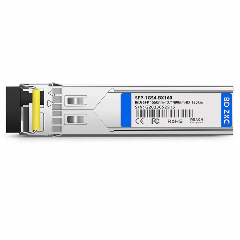 Refurb Squared Cisco Compatible 1000BASE-BX-D SFP BiDi 1550nm-TX/1490nm-RX 160km DOM Simplex LC/UPC SMF Optical Transceiver Module