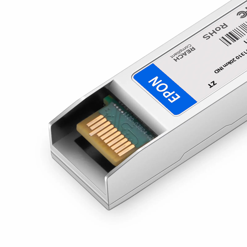Refurb Squared ZTE Compatible 10G EPON OLT SFP+ 1577nm-TX/1270nm-RX and 1490nm-TX/1310nm-RX Class PR30 20km DOM Simplex SC/UPC SMF Optical Transceiver Module (Industrial)